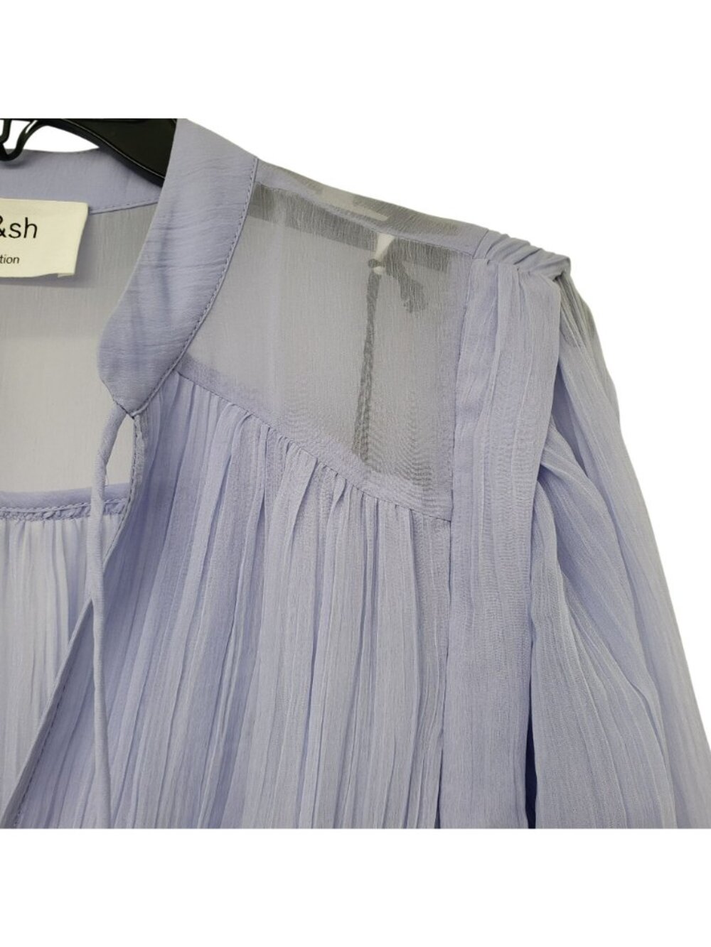 NEW Ba&sh $495 Lilac Purple Chiffon Elastic Waist Blouson Mini Dress Wedding - Picture 11 of 15